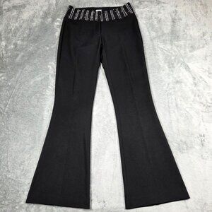 Vintage Cache Pants 2 Black Flare Rhinestone Trim Bling 90s Y2K Party USA Made
